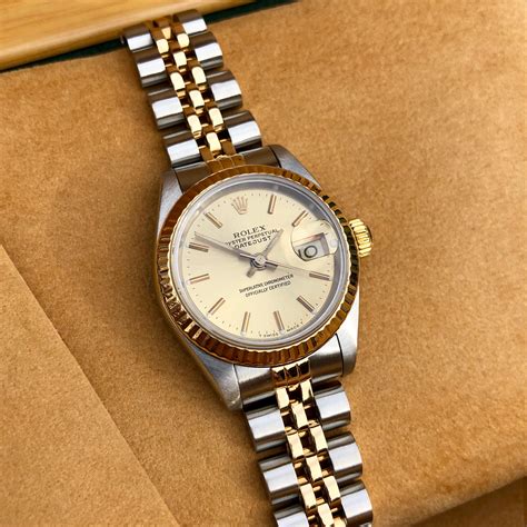 rolex women's pre-owned datejust mechanical watch in champagne 69173|rolex lady datejust watches.